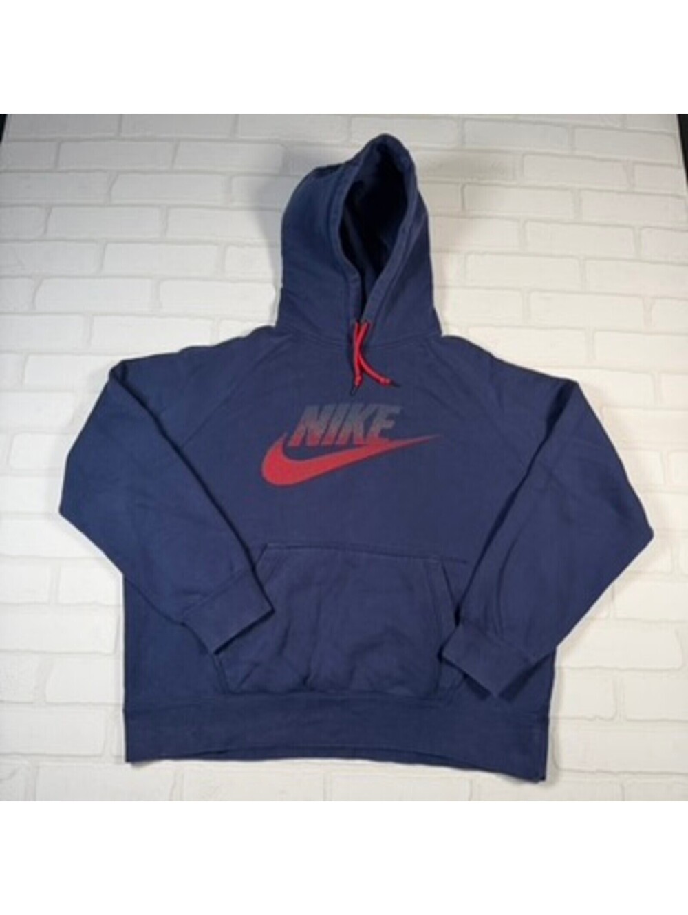Vintage Y2K Nike Swoosh Logo Graphic Pullover Hoodie Mens Size XL Navy Blue